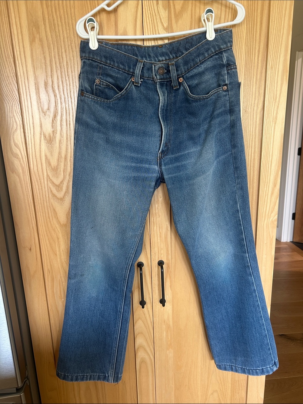 Vintage Orange Tab, Leather Tag Levi’s Classic Blue Straight-Leg Jeans